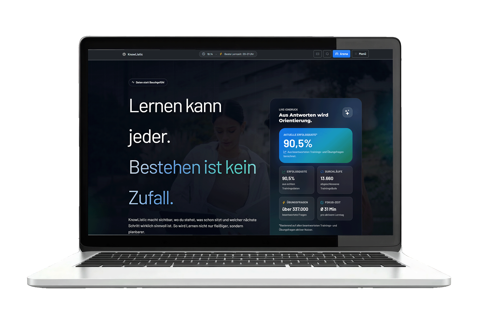KnowListic Windows-App auf einem Laptop