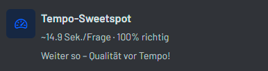 KnowListic Tempo-Sweetspot mit optimaler Zeit pro Frage